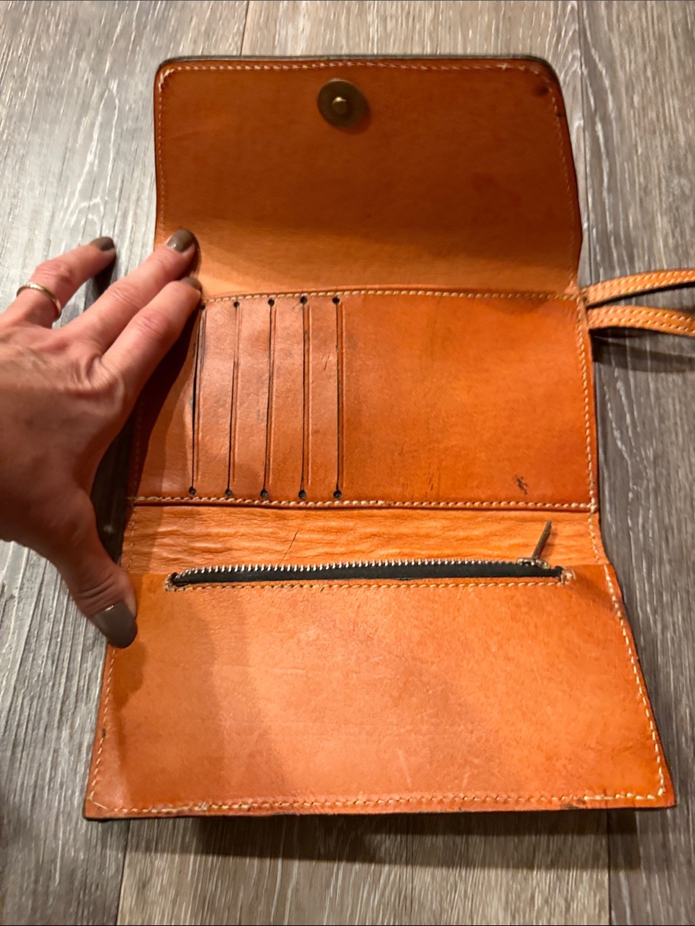 Embossed Floral Leather Clutch Wallet Mexican - Picture 4 of 13